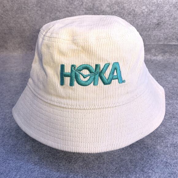 Hoka Cream Bucket Hat Turquoise Embroidered Logo NWOT One Size Summer Mile Club - Picture 6 of 6